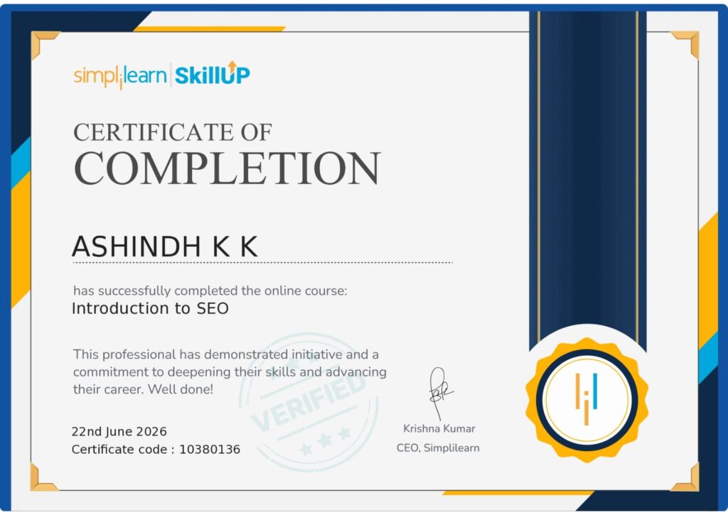 SEO CERTIFICATE